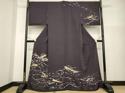平和屋着物●訪問着　駒刺繍　扇面花文　正絹　逸品　未使用　AABG5869ck