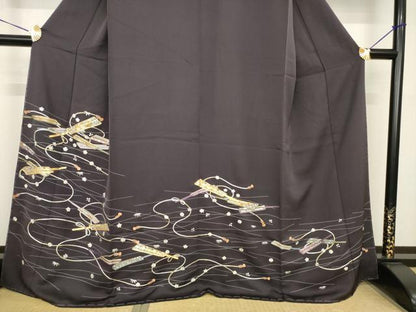 平和屋着物●訪問着　駒刺繍　扇面花文　正絹　逸品　未使用　AABG5869ck