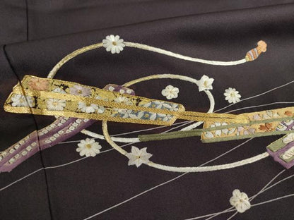 平和屋着物●訪問着　駒刺繍　扇面花文　正絹　逸品　未使用　AABG5869ck