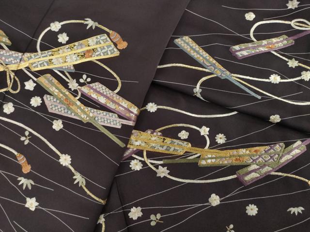 平和屋着物●訪問着　駒刺繍　扇面花文　正絹　逸品　未使用　AABG5869ck