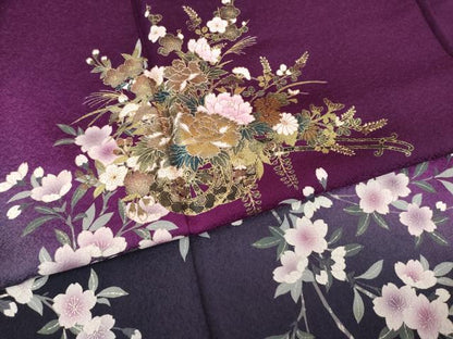 平和屋着物●豪華振袖　花車文　暈し染め　金彩　鈴乃屋扱い　正絹　逸品　AABG5873ck