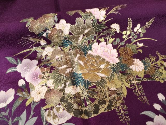平和屋着物●豪華振袖　花車文　暈し染め　金彩　鈴乃屋扱い　正絹　逸品　AABG5873ck