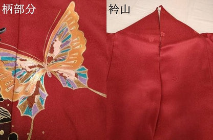 平和屋着物●豪華振袖　花蝶文　暈し染め　金銀彩　正絹　逸品　AABG5874ck