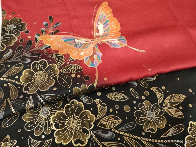平和屋着物●豪華振袖　花蝶文　暈し染め　金銀彩　正絹　逸品　AABG5874ck