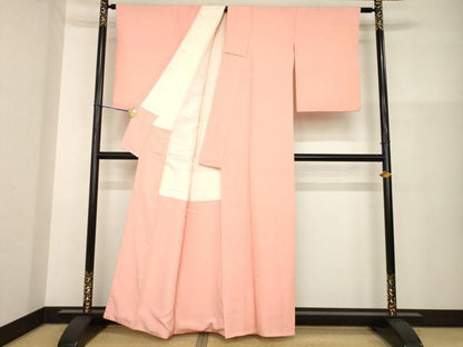 平和屋着物●創業460年・千總　色無地　芝地紋　東雲色　反端付き　正絹　逸品　AABG5875ck