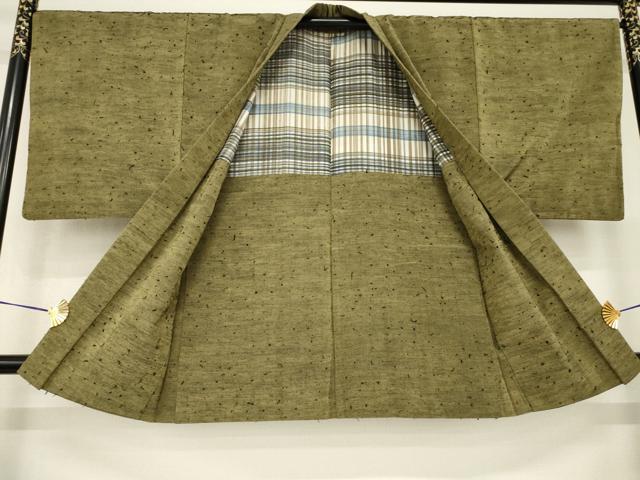 平和屋着物●男性　紬　アンサンブル　媚茶色　正絹　逸品　AABG5876ck