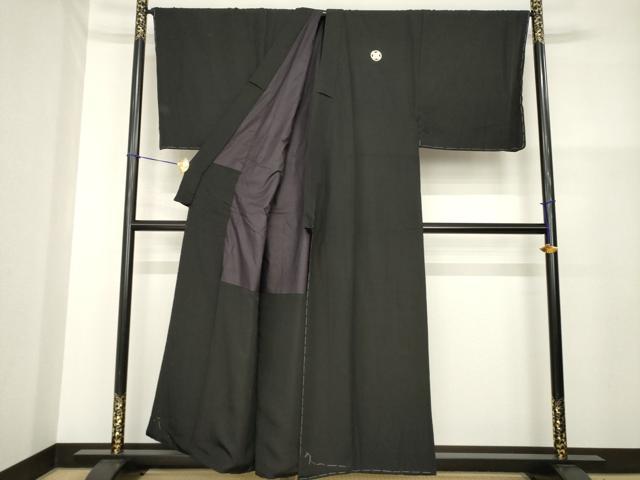 平和屋着物●男性　黒紋付・羽織セット　正絹　逸品　AABG5879ck