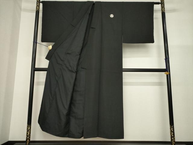 平和屋着物●男性　黒紋付・羽織セット　正絹　逸品　AABG5880ck