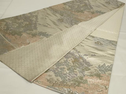 平和屋着物◎本佐賀錦　六通柄袋帯　風景文　プラチナ箔　正絹　逸品　AABG5885ou