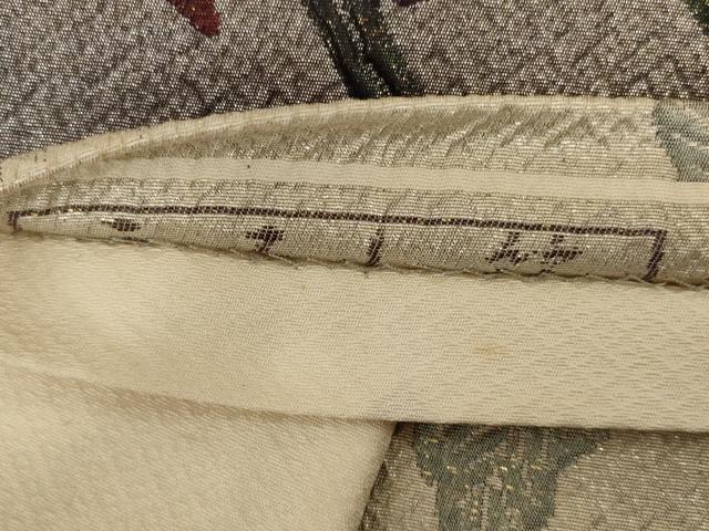 平和屋着物◎六通柄袋帯　更紗花鳥文　漆箔　正絹　逸品　AABG5888ou