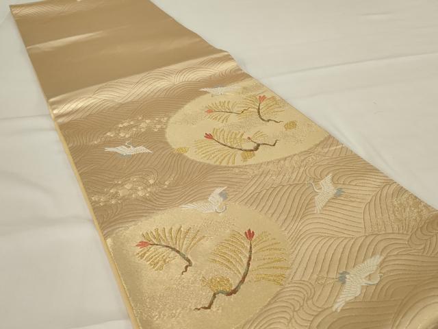 平和屋着物◎太鼓柄袋帯 唐織 飛鶴松葉文 金糸 正絹 逸品 AABG5907ou