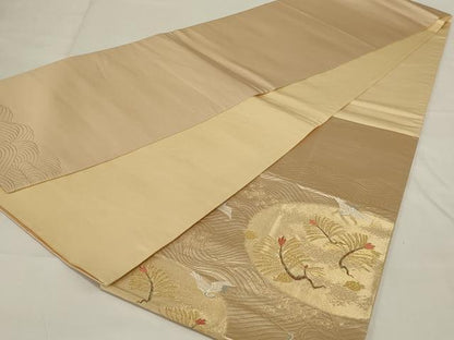 平和屋着物◎太鼓柄袋帯 唐織 飛鶴松葉文 金糸 正絹 逸品 AABG5907ou