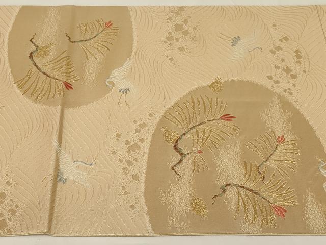 平和屋着物◎太鼓柄袋帯 唐織 飛鶴松葉文 金糸 正絹 逸品 AABG5907ou