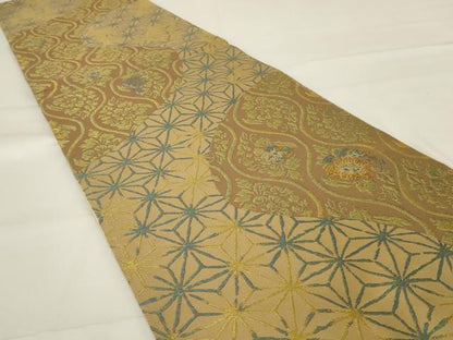 平和屋着物◎六通柄袋帯　立涌花文　金糸　正絹　逸品　AABG5910ou