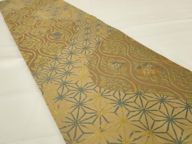 平和屋着物◎六通柄袋帯　立涌花文　金糸　正絹　逸品　AABG5910ou