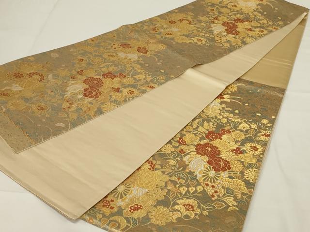 平和屋着物◎六通柄袋帯 唐織 重文彫金文 金糸 正絹 逸品 AABG5912ou