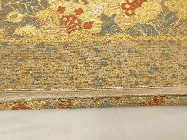 平和屋着物◎六通柄袋帯 唐織 重文彫金文 金糸 正絹 逸品 AABG5912ou