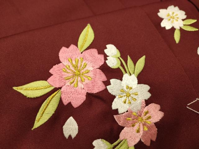 平和屋着物●女性　行灯袴　総刺繍　桜文　金糸　洗える着物　未使用　AABG5924fw