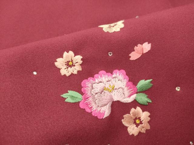 平和屋着物●女性　行灯袴　総刺繍　草花文　金糸　洗える着物　AABG5926fw