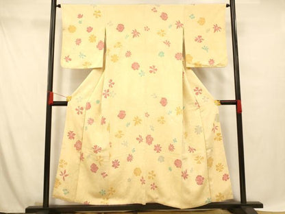 平和屋着物■上質な小紋　更紗花文　正絹　逸品　AABG5928fw