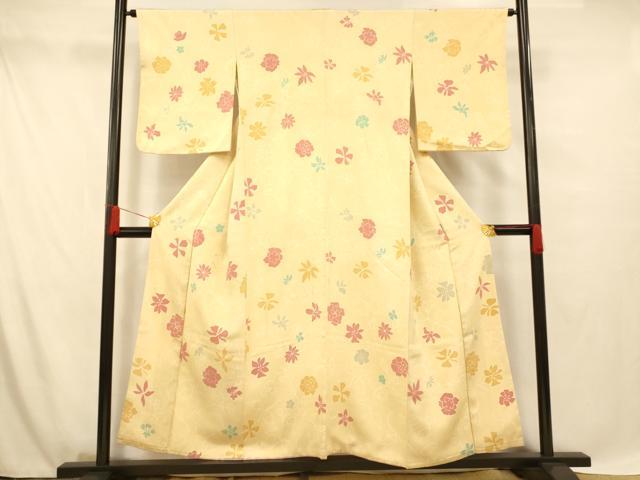 平和屋着物■上質な小紋　更紗花文　正絹　逸品　AABG5928fw