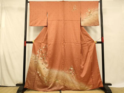 平和屋着物■訪問着　草花扇子文　暈し染め　金彩　正絹　逸品　AABG5933fw
