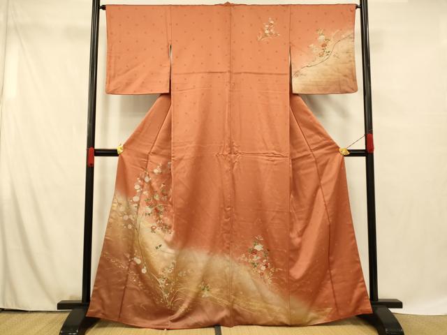 平和屋着物■訪問着　草花扇子文　暈し染め　金彩　正絹　逸品　AABG5933fw