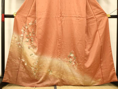 平和屋着物■訪問着　草花扇子文　暈し染め　金彩　正絹　逸品　AABG5933fw