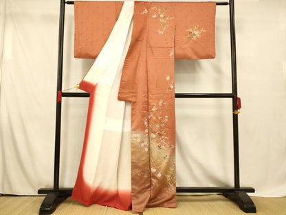 平和屋着物■訪問着　草花扇子文　暈し染め　金彩　正絹　逸品　AABG5933fw