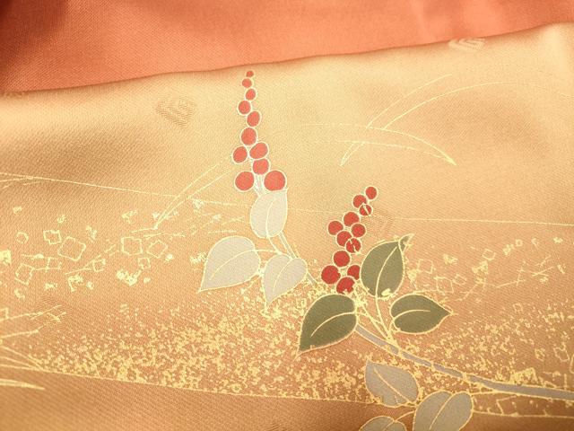 平和屋着物■訪問着　草花扇子文　暈し染め　金彩　正絹　逸品　AABG5933fw