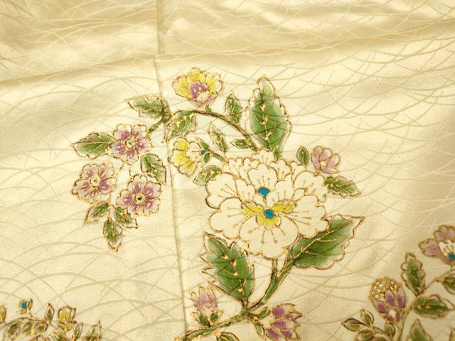 平和屋着物■訪問着　更紗花文　金彩　正絹　逸品　AABG5955fw