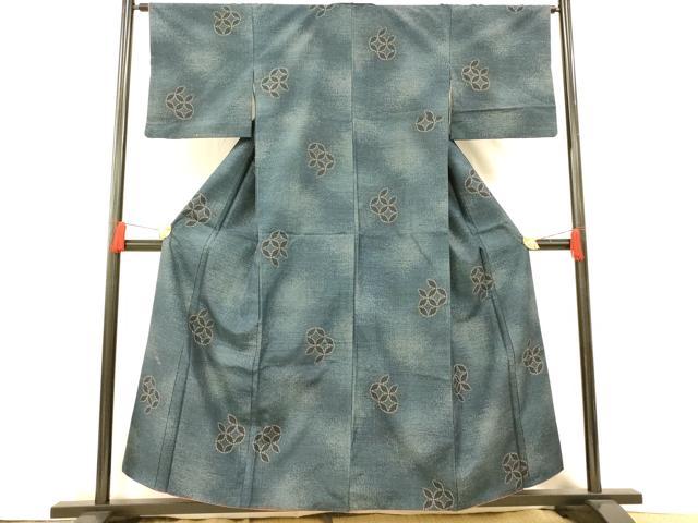 平和屋着物■上質な紬　七宝霞文　暈し染め　正絹　逸品　AABG5970fw