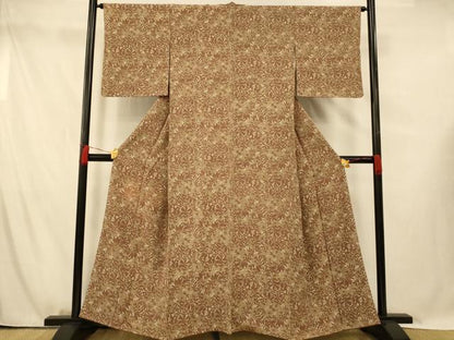 平和屋着物■上質な小紋　草花文　正絹　逸品　AABG5979fw