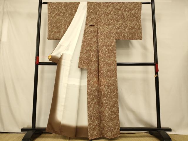 平和屋着物■上質な小紋　草花文　正絹　逸品　AABG5979fw