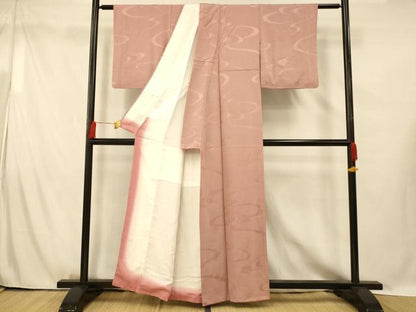 平和屋着物■上質な色無地　光琳水地紋　退紅色　正絹　逸品　AABG5980fw