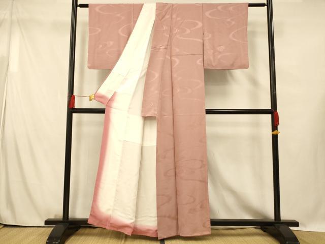 平和屋着物■上質な色無地　光琳水地紋　退紅色　正絹　逸品　AABG5980fw