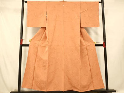 平和屋着物■上質な色無地　草花地紋　黄茶色　正絹　逸品　AABG5983fw