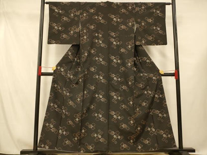 平和屋着物■上質な紬 松皮菱文 正絹 逸品 AABG5987fw