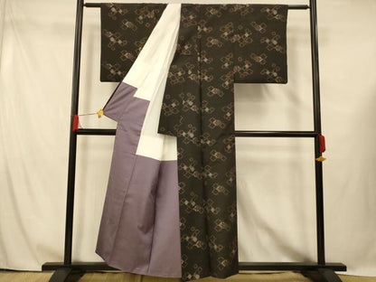 平和屋着物■上質な紬 松皮菱文 正絹 逸品 AABG5987fw