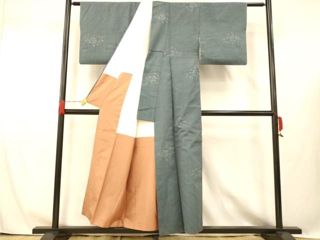 平和屋着物■上質な紬　枝花文　正絹　逸品　AABG5989fw