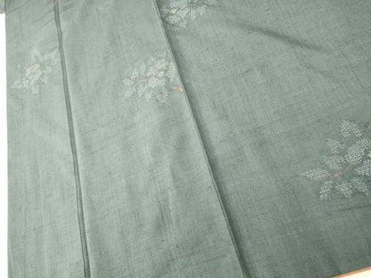 平和屋着物■上質な紬　枝花文　正絹　逸品　AABG5989fw