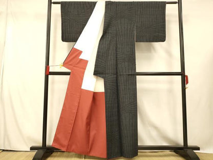 平和屋着物■上質な紬　流水文　正絹　逸品　AABG5990fw