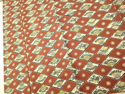 平和屋着物■上質な小紋　型染め　梅松菱文　正絹　逸品　AABG5992fw