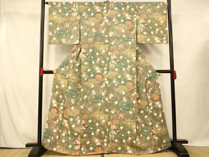 平和屋着物■上質な小紋　草花筏文　暈し染め　金彩　正絹　逸品　AABG6001fw