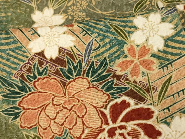 平和屋着物■上質な小紋　草花筏文　暈し染め　金彩　正絹　逸品　AABG6001fw