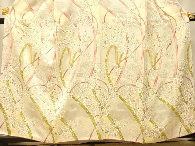 平和屋着物■訪問着　枝梅絵巻文　正絹　逸品　AABG6004fw