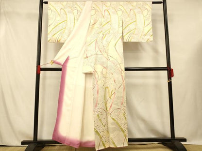 平和屋着物■訪問着　枝梅絵巻文　正絹　逸品　AABG6004fw