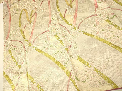 平和屋着物■訪問着　枝梅絵巻文　正絹　逸品　AABG6004fw