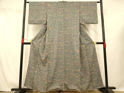 平和屋着物■上質な小紋　風景文　正絹　逸品　AABG6006fw