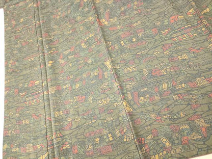 平和屋着物■上質な小紋　風景文　正絹　逸品　AABG6006fw